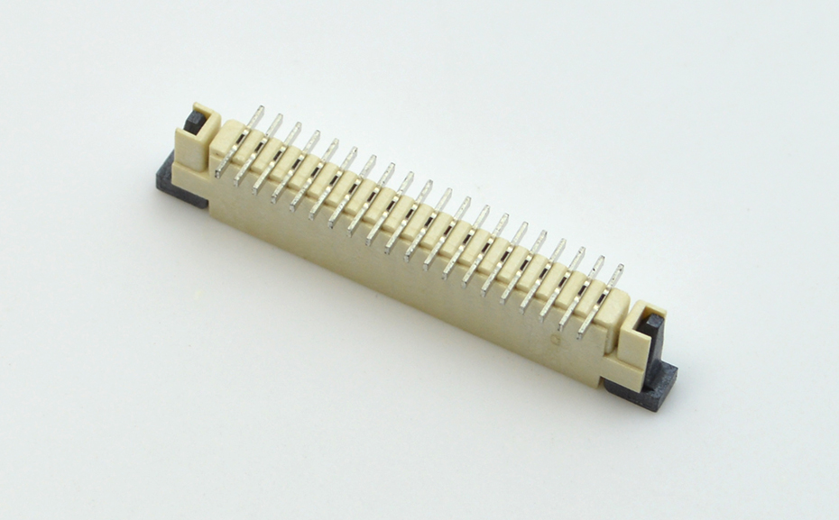 接插件FFC/忘忧草视频大全 1.0MM 32P 一字脚 立贴带锁 扁平电缆连接器