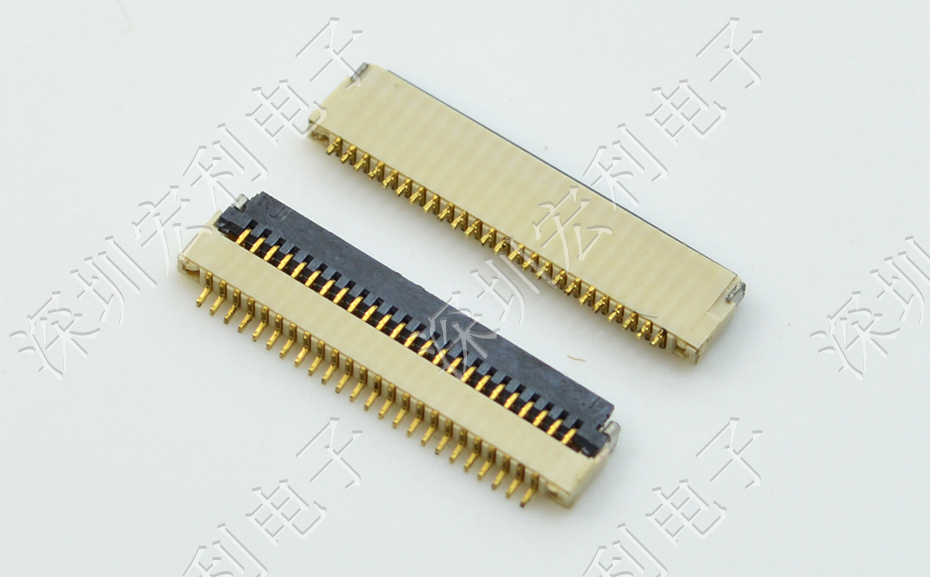 超薄忘忧草视频大全 间距0.5mm-40PIN翻盖 塑高H1.0mm FPC插座超薄