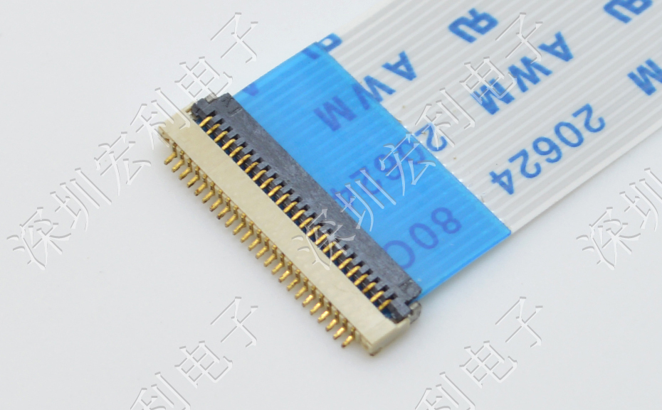 超薄忘忧草视频大全 间距0.5mm-40PIN翻盖 塑高H1.0mm FPC插座超薄
