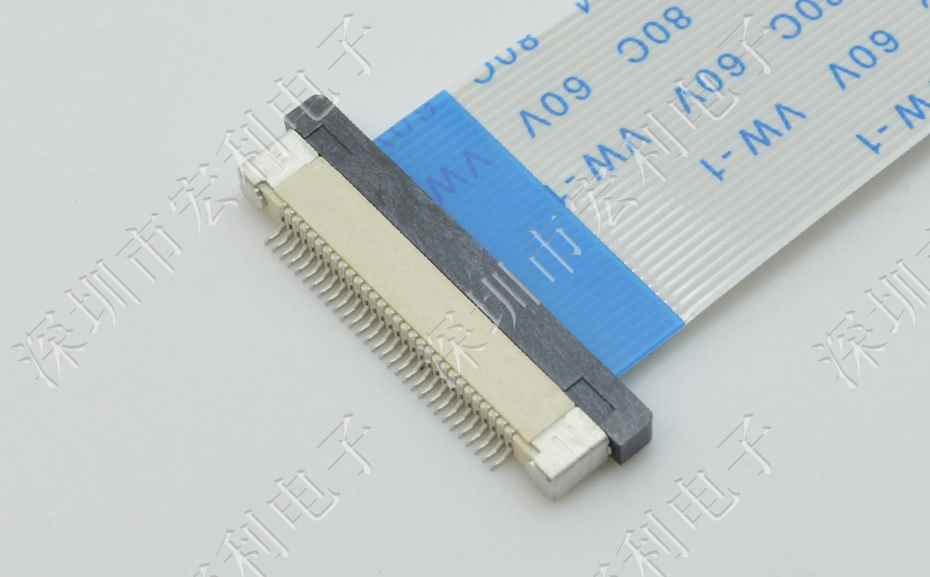 FFC/忘忧草视频大全 软排线插座 0.5mm间距-60P 下接拉锁 60Pin 抽屉式